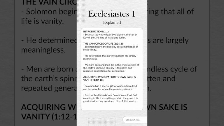 Ecclesiastes 1 - Bible Study in 1 Minute