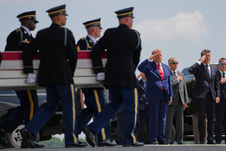 US Military Surge Gives Trump More Options in Iran as President Attends Services for Fallen Soldiers